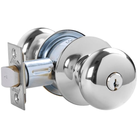 Arrow Lock Grade 2 Turn-Pushbutton Entrance Cylindrical Lock, Tudor Knob, Conventional Cylinder, Bright Chrome MK11-TA-26